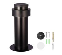 En Inox Butee De Porte, MéTal Bloc Porte, Avec Pare-Chocs En Caoutchouc Vis Et Colle 3m, 3 MéThodes D'Installation, Pour Tous Les Sols Durs (Noir/Black, 12cm/4.72in)