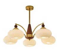 En Laiton Et Verre Laiteux : Nouvelle Décoration Créative, Style Rustique, Style Ferme, Style Milieu Du Siècle, Rond En Verre Orange Pour Salle À Manger Et Salon./Blanc Laiteux/5 Lumières