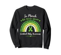 en Mars, Nous portons Un Arc-en-Ciel bohème Vert de Sensibilisation à la paralysie cérébrale Sweatshirt