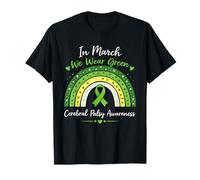 en Mars, Nous portons Un Arc-en-Ciel bohème Vert de Sensibilisation à la paralysie cérébrale T-Shirt