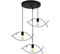 en métal en métal en Forme de Poisson, Pendentif Industriel à 3 légers, Plafond réglable plafonnier la Lampe de Suspension pour la Cuisine Couloir Couloir ou étude de Bar décorative