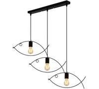 en métal en métal en Forme de Poisson, Pendentif Industriel à 3 légers, Plafond réglable plafonnier la Lampe de Suspension pour la Cuisine Couloir Couloir ou étude de Bar décorative