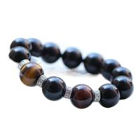 en Obsidienne Noire, amulette Reiki en Pierre d'oeil de Tigre Authentique, Richesse Porte-Bonheur, éloigne Les Mauvais Esprits, Cadeau inspirant pour Femmes Hommes, 14 mm