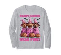 en Octobre, Nous portons des Cadeaux Roses Vizsla pour Halloween Contre Le Cancer du Sein Manche Longue