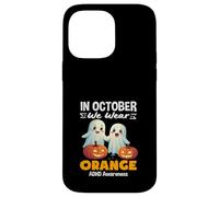 en Octobre, Nous portons des fantômes Mignons Oranges pour Halloween TDAH Coque pour iPhone 14 Pro Max