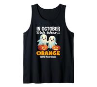 en Octobre, Nous portons des fantômes Mignons Oranges pour Halloween TDAH Débardeur
