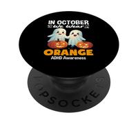 en Octobre, Nous portons des fantômes Mignons Oranges pour Halloween TDAH PopSockets PopGrip Adhésif