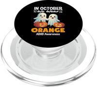 en Octobre, Nous portons des fantômes Mignons Oranges pour Halloween TDAH PopSockets PopGrip pour MagSafe