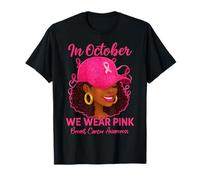 en Octobre, Nous portons des Femmes Roses et Noires pour la Sensibilisation au Cancer du Sein T-Shirt