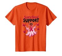 en Octobre, Nous portons Pink Ghost - Scary Good Support T-Shirt, Enfant, Orange, 8 Ans