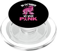 En octobre, nous portons un dinosaure rose pour garçons et enfants atteints d'un cancer du sein PopSockets PopGrip pour MagSafe