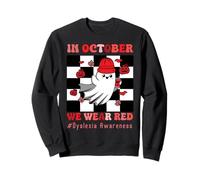 en Octobre, Nous portons Un fantôme Citrouille de Sensibilisation à la dyslexie Rouge Sweatshirt