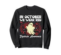 en Octobre, Nous portons Un fantôme d'halloween de Sensibilisation à la dyslexie Rouge Sweatshirt