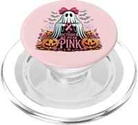 en Octobre, Nous portons Un fantôme Rose Tenant Un Ruban Contre Le Cancer du Sein PopSockets PopGrip pour MagSafe