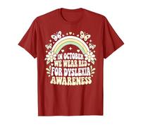 en Octobre, Nous portons Un Professeur Arc-en-Ciel de Sensibilisation à la dyslexie Rouge T-Shirt