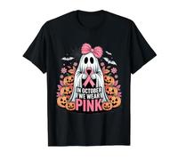 en Octobre, Nous portons Un Ruban Rose Spooky Ghost pour Le Cancer du Sein T-Shirt Graphique avec Valeur