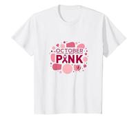 en Octobre, Nous portons Un Soutien Rose pour la Sensibilisation au Cancer du Sein T-Shirt, Enfant, Blanc, 8 Ans