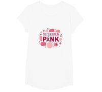 en Octobre, Nous portons Un Soutien Rose pour la Sensibilisation au Cancer du Sein T-Shirt, Fille, Blanc, L