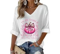 en Octobre, Nous portons Un t-Shirt de Sensibilisation au Cancer du Sein Rose pour Les Femmes (Blanc M) (M Blanc)