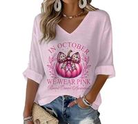 en Octobre, Nous portons Un t-Shirt de Sensibilisation au Cancer du Sein Rose pour Les Femmes (L) (L Rose)