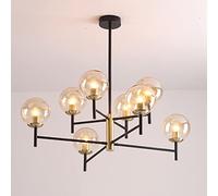 en Or Noir Mid-Century 8-Light Globes Blobes Plafond Lights Semi Flush Mount Chandelier pour Kitchen Island Living Dining Room Halleway Bedroom, Amber
