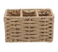 En Osier Couverts Organisateur Ustensile Argenterie Titulaire Stylo Crayon Papeterie Conteneur 3 Compartiment Fourchette Couverts Organisateur Pour Comptoir Table