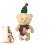 en peluche de Noël Pendentif ours décoratif doux mignon réaliste 11,9 cm | Animal en peluche de Noël en forme d'ours Pour l'école, , trajets quotidiens, clés de voiture, sacs à dos,