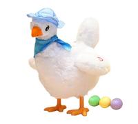 en Peluche Qui Pond des œufs de Poule - Corps en Tissu Doux avec Chapeau et écharpe, mécanisme de Danse du Mouvement dépose Oeufs Jouet, Cadeau interactif pour Animaux de Facteur