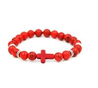 en Pierre, en Pierre Naturel Croix de 8 mm massin de pin Rouge Naturel Bijoux de vêtements perlées Accessoires de vêtements personnalisés Bijoux