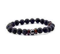 en Pierre, en Pierre Naturelle 8 mm en Pierre volcanique Noire biliaire Perles de Bois en Pierre Naturelle énergie Femmes Bracelets Accessoires de vêtements personnalisés Bijoux