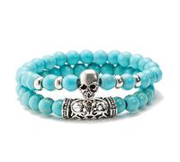 en Pierre, en Pierre Naturelle, 8 mm Fashion Skull Perle Energy Turquoise Elastic Ensemble, Accessoires de vêtements personnalisés