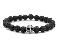 en Pierre, en Pierre Naturelle, à Balle Zircon Micro-Alimentaire de 10 mm à Boule de Lave Noir 8 mm Bracelets en Pierre volcanique Femmes, Accessoires de vêtements personnalisés Bijoux