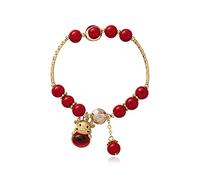 en Pierres précieuses Naturelles, en Cristal, Sac d'argent Porte-Bonheur, à Breloques en Forme de Vache, Agate Rouge, glaçure autrichienne, Bijoux de Vacances, amulette pour Attirer
