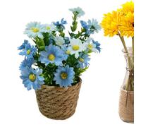 en Pot de Silk Daisy - Arrangement de Fleurs de Panier Artificiel | Affichage Floral en Faux Obligation réaliste pour Table d' de Maison, Pot de pièce maîtresse décorative de Salon de bur
