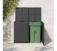 ""En Promotion""Abris pour poubelle double Moderne - ABOTT@ abri de rangement/Armoire haut - Résine tressée Noir 148x80x111cm B5605267