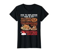 en Raison de l'inflation, C'est Mon Halloween Thanksgiving Noël T-Shirt Graphique avec Valeur, Femme, Noir, L