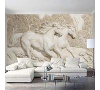 En Relief Blanc Animaux Chevaux Forêt Papier Peint 3d Moderne Soie Texturée Haut De Gamme IdéAl Pour Le Salon Et La Chambre à Coucher-430cm×300cm