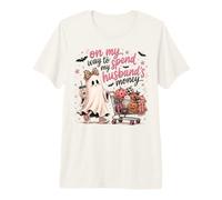 en Route pour dépenser l'argent de Mon Mari, Pink Ghost Halloween T-Shirt Haut de Gamme