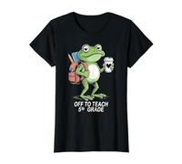 en Route pour enseigner en 5e année, Professeur de cinquième année drôle T-Shirt Graphique avec Valeur, Femme, Noir, XS