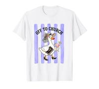 en Route pour l'église, Funny Sassy Silly Goose Stripes T-Shirt Graphique avec Valeur