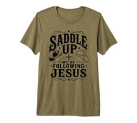 en Selle, Nous suivons Jésus, la Foi, la Bible, Les Écritures, Dieu T-Shirt Haut de Gamme