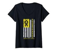En septembre, nous portons la sensibilisation au cancer de l'enfance en or T-Shirt avec Col en V