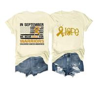 en septembre nous portons une chemise en or, en septembre nous portons une chemise dorée contre le cancer infantile, en septembre nous portons de l'or, Jaune crémeux., XL