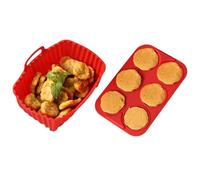 en Silicone pour Friteuse sans Huile | Tapis de Friteuse Silicone Réutilisable Set Plateau | Accessoire de Cuisine Anti-Adhésif pour Four Micro-Ondes Congélateur Légumes Cuisson Réchauffage