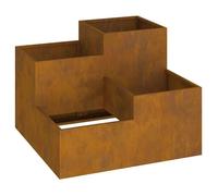 ""En solde"" Cache-pot de jardin - BURKE - Jardinière pour Plantes - Rouillé 100x100x60 cm Acier patiné J3803