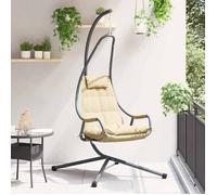 ""En solde"" Chaise suspendue - BURKE - fauteuil œuf suspendu - Beige 94x107x196,5 cm Acier J6037