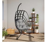 ""En solde"" Fauteuil suspendu œuf - BURKE - charge maximale : 150 kg - en forme d'œuf avec support en acier anthracite J6450