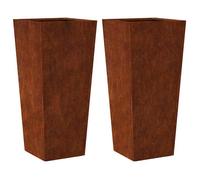 ""En solde"" Jardinières 2 pcs - BURKE - Pot & cache-pot - 35x35x75 cm acier résistant aux intempéries J1389