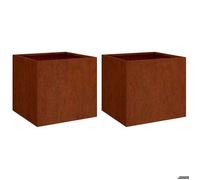 ""En solde"" Jardinières 2 pcs - BURKE - Pot & cache-pot - 49x47x46 cm acier corten J1281