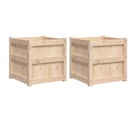 ""En solde"" Jardinières 2 pcs - BURKE - Pot & cache-pot - bois de pin massif J1305